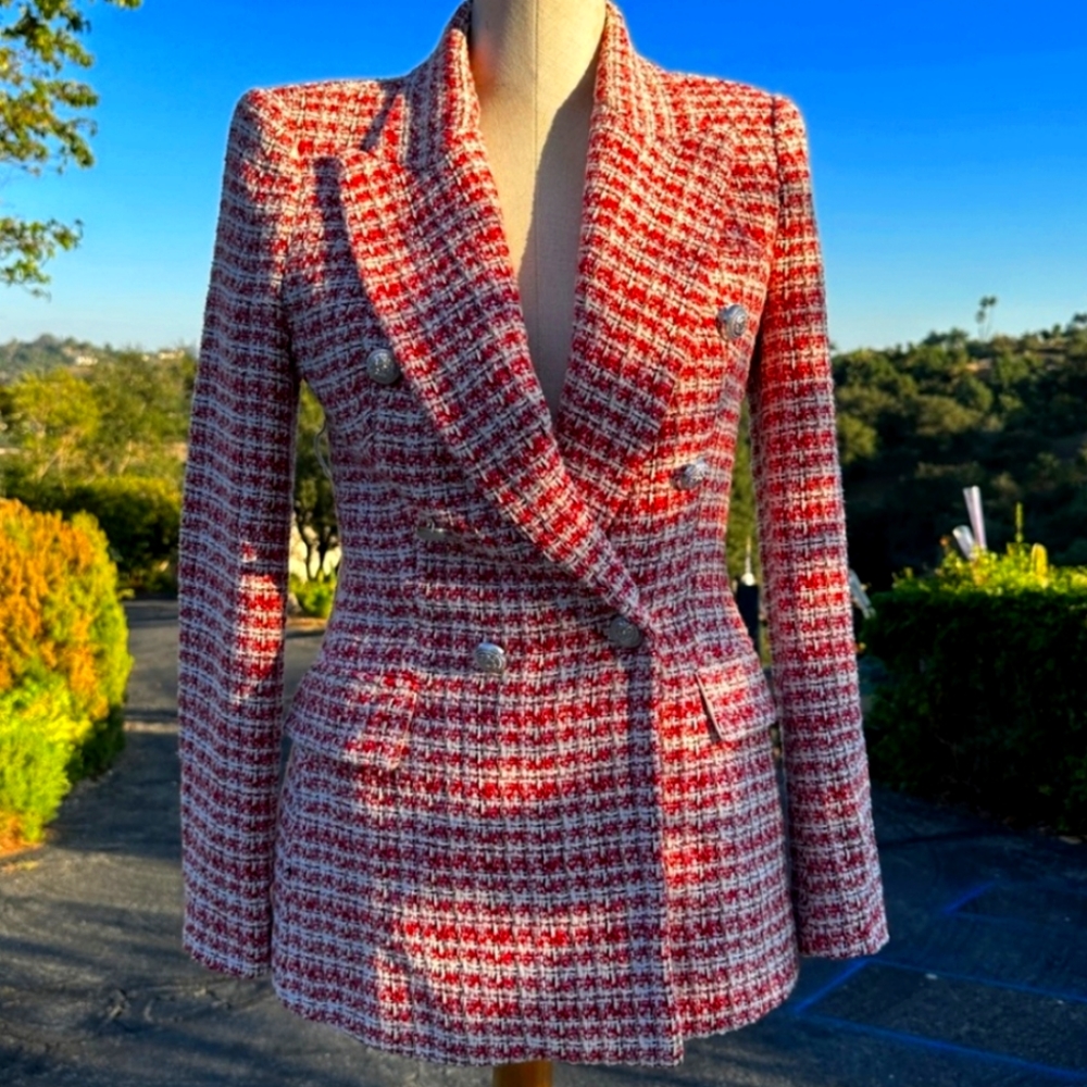 Zara double-breasted twead blazer